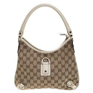 (SOLD)GUCCI Beige GG Canvas and Leather Abbey D-Ring Hobo